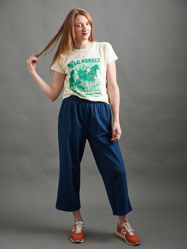 Fae Wide-Leg Pant - Loop Knit Blue - Image 4