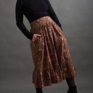 Mila Midi Skirt - Black Floral - Image 1