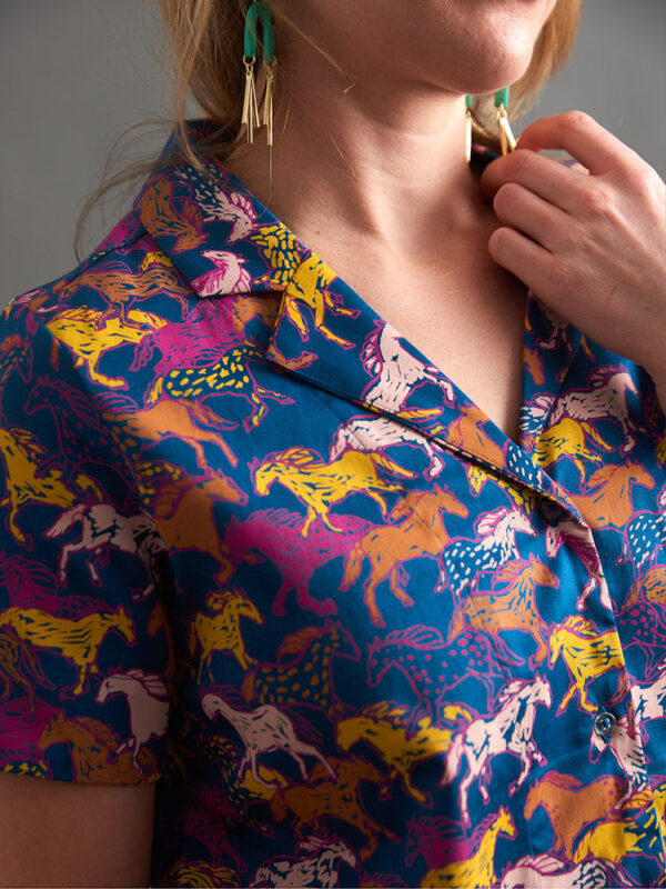 Camp Shirt - Blue Horses - Image 5