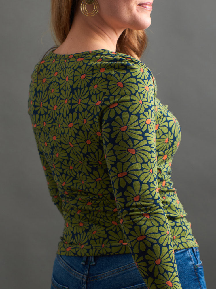 Gillian Wrap Top - Olive Floral - Image 4