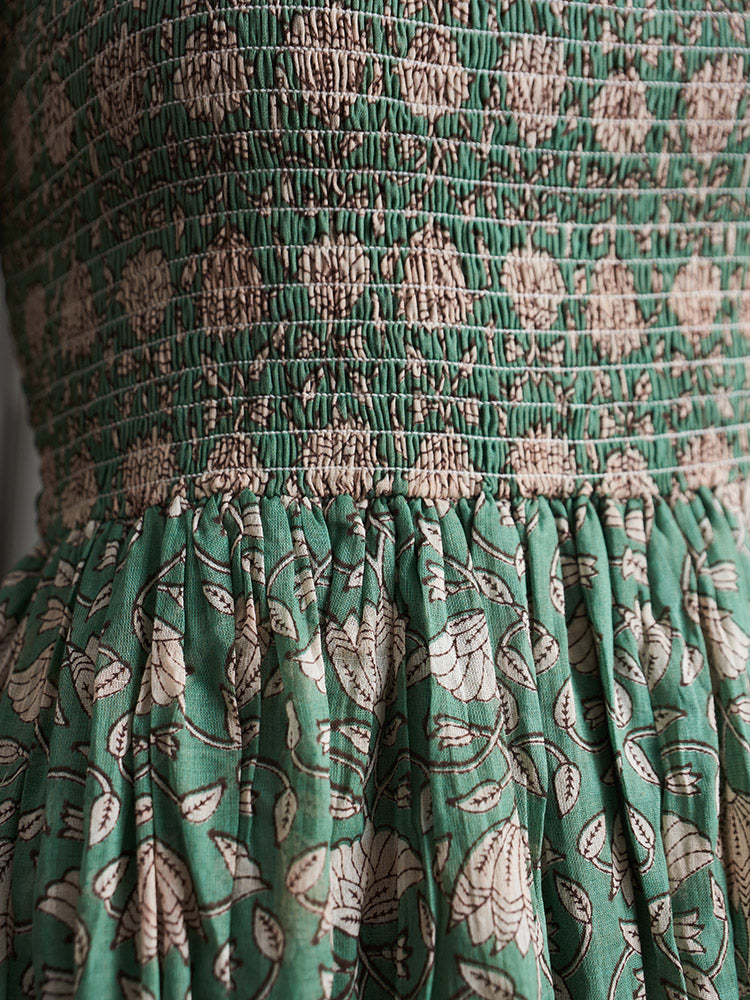 Hailee Smocked Plus Size Midi Dress - Aegean Teal Floral - Image 7