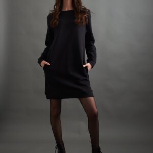 Sweatshirt Dress - Black Loop Knit - Image 1