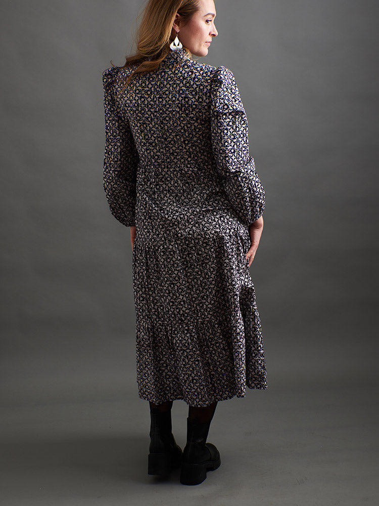 Norah Tiered Dress - Black Botanical - Image 11