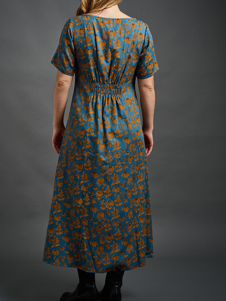 Artsy Traveler Midi Dress - Teal Floral - Image 4