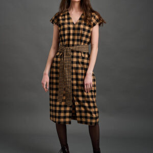 Padma Pocket Dress - Black and Tan Mix - Image 1