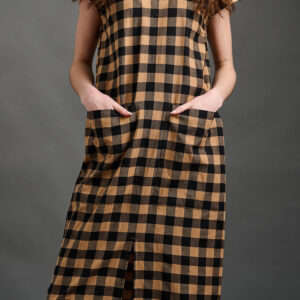 Padma Pocket Dress - Black and Tan Mix - Image 4