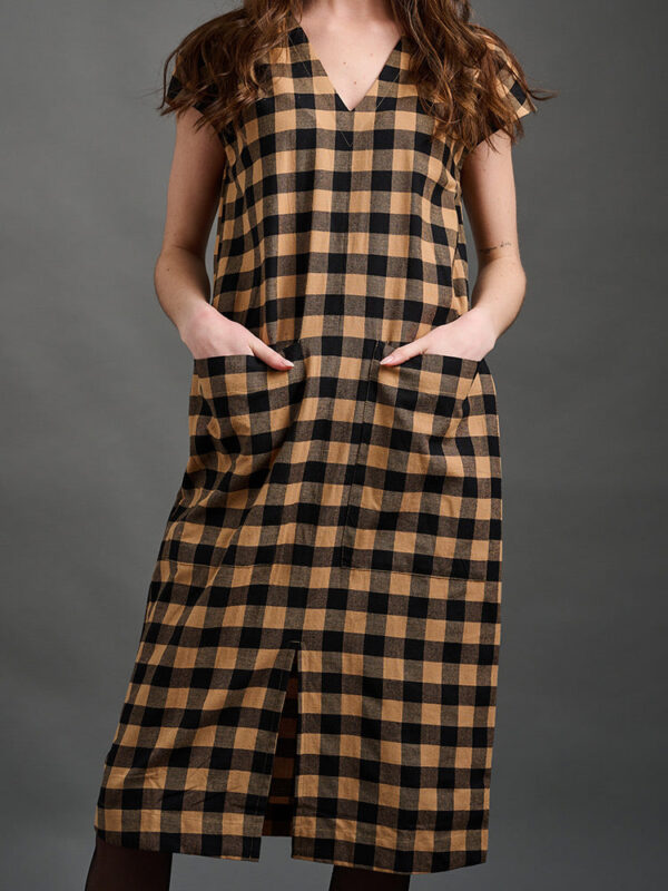 Padma Pocket Dress - Black and Tan Mix - Image 4