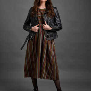 Kavita Dress - Chocolate Stripe - Image 1