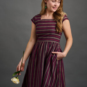 Rupi Square Neck Dress - Berry Stripe - Image 1