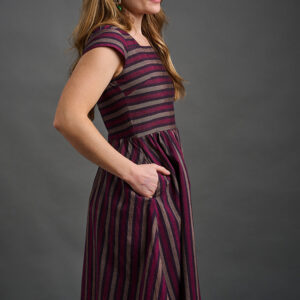 Rupi Square Neck Dress - Berry Stripe - Image 2