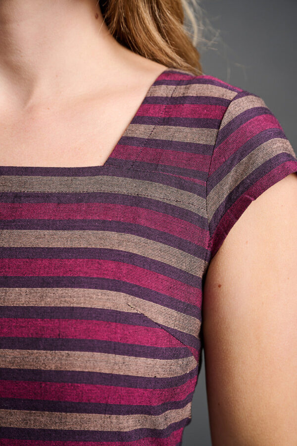 Rupi Square Neck Dress - Berry Stripe - Image 3