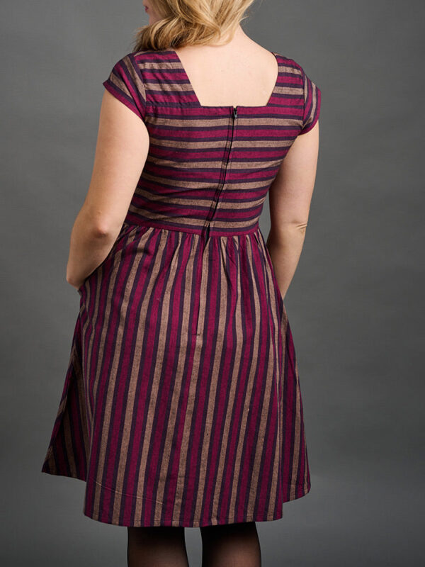 Rupi Square Neck Dress - Berry Stripe - Image 4