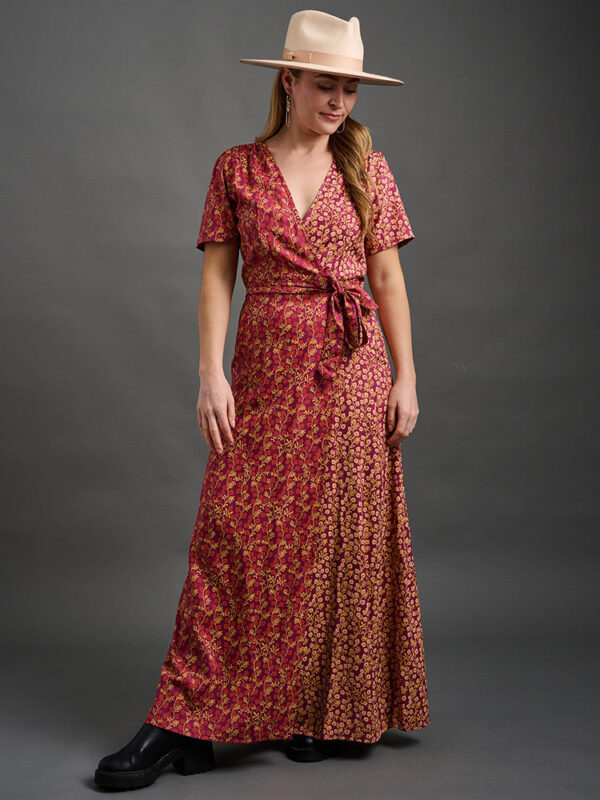 Wrap Maxi Dress - Berry Poppy Mix - Image 10