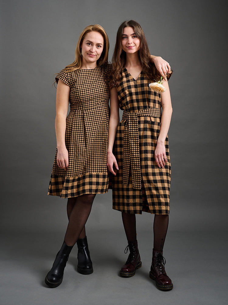 Padma Pocket Dress - Black and Tan Mix - Image 5