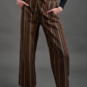Emmy Drawstring Pant - Chocolate Stripe - Image 1