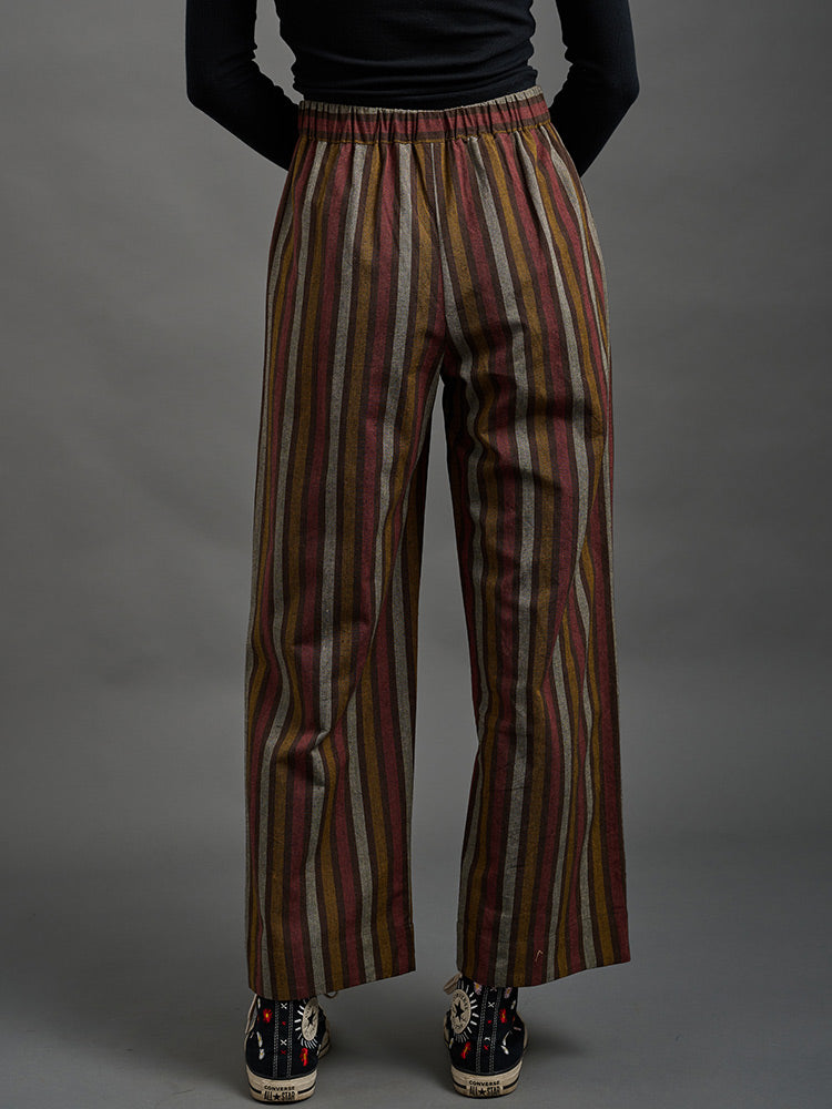 Emmy Drawstring Pant - Chocolate Stripe - Image 3