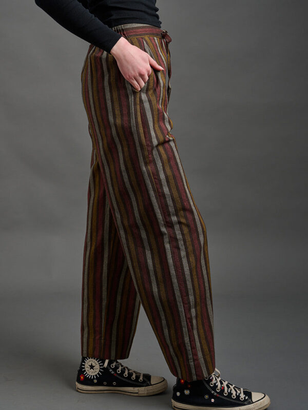 Emmy Drawstring Pant - Chocolate Stripe - Image 2