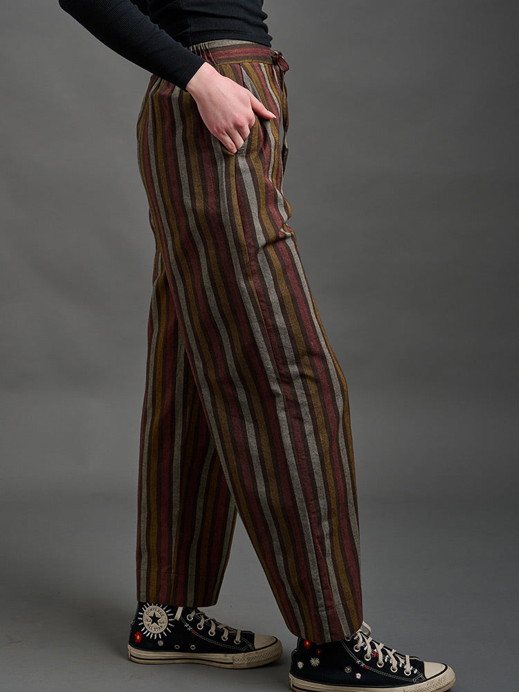 Emmy Drawstring Pant - Chocolate Stripe - Image 2