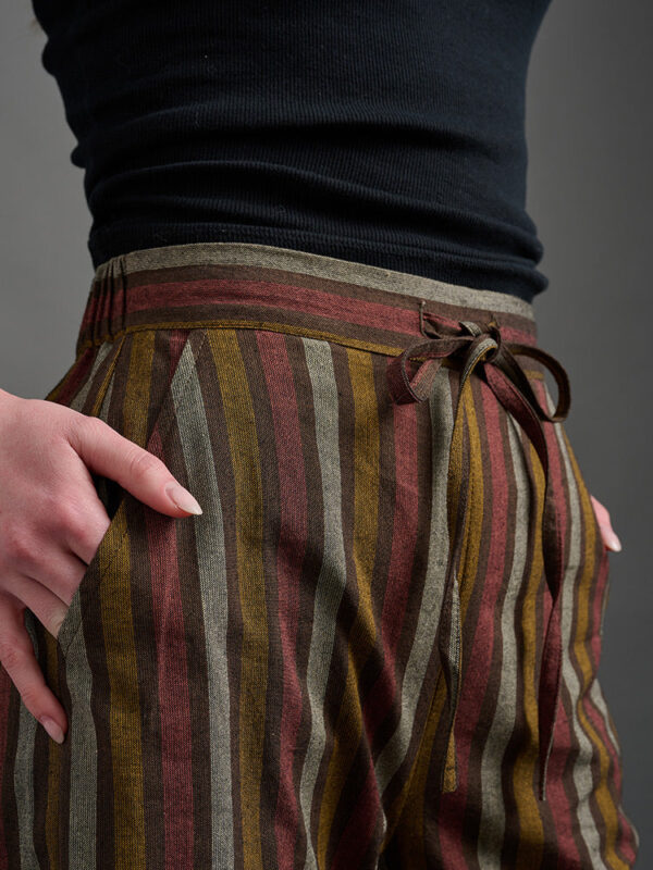 Emmy Drawstring Pant - Chocolate Stripe - Image 4