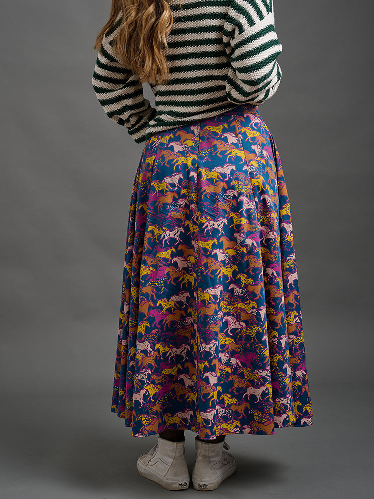 Lucinda Maxi Skirt - Blue Horses - Image 3