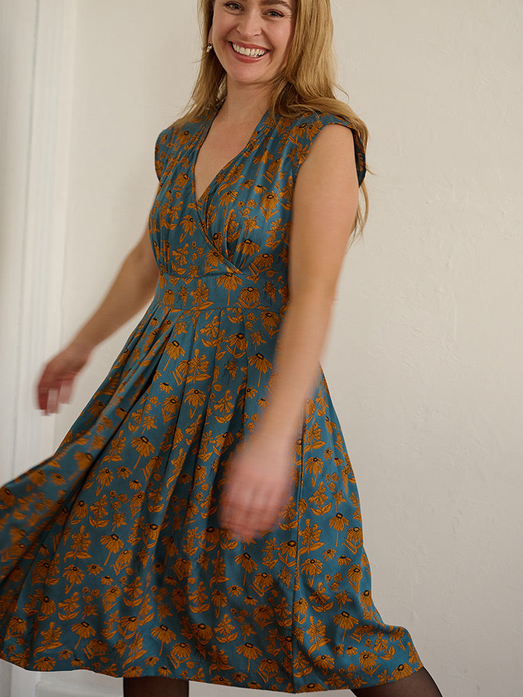 Lucille Dress - Teal Floral - Image 2