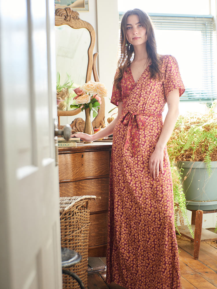 Wrap Maxi Dress - Berry Poppy Mix - Image 11