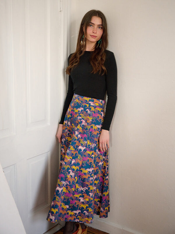 Lucinda Maxi Skirt - Blue Horses - Image 5
