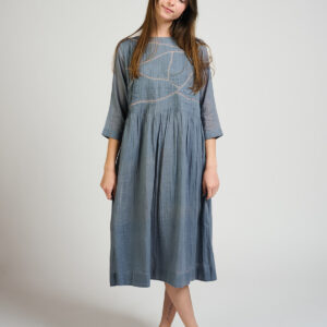 Alma Pintucked Dress - Slate Blue - Image 5