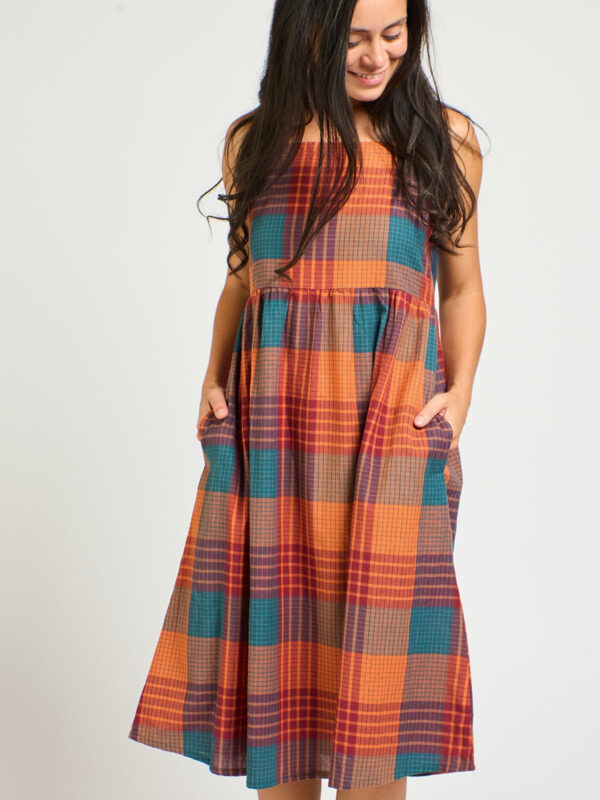 Ivy Midi Dress - Persimmon Plaid