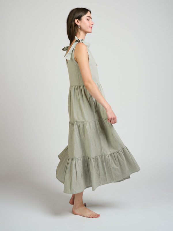 Lorelei Tiered Dress - Olive Stripe - Image 3