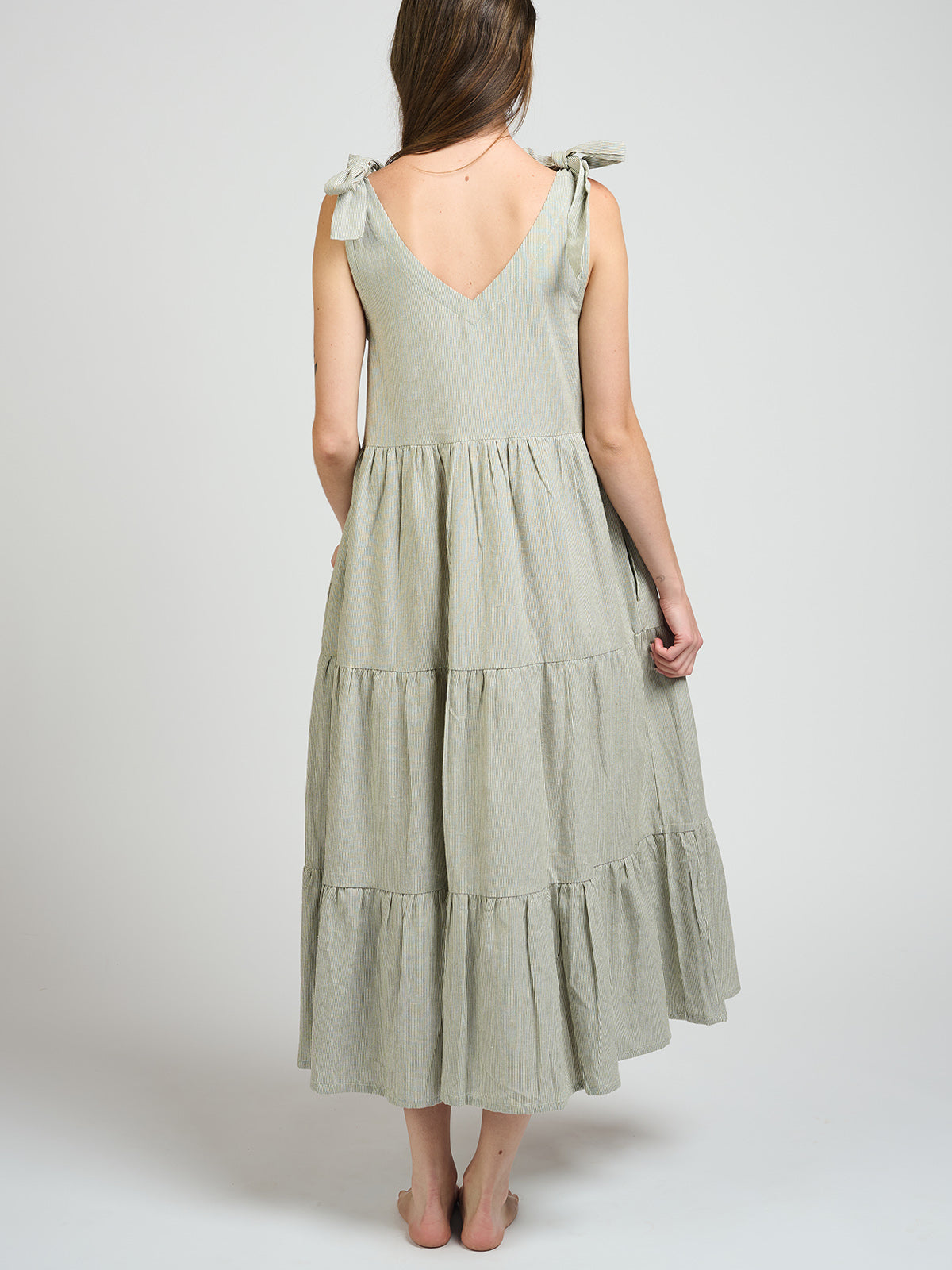 Lorelei Tiered Dress - Olive Stripe - Image 5