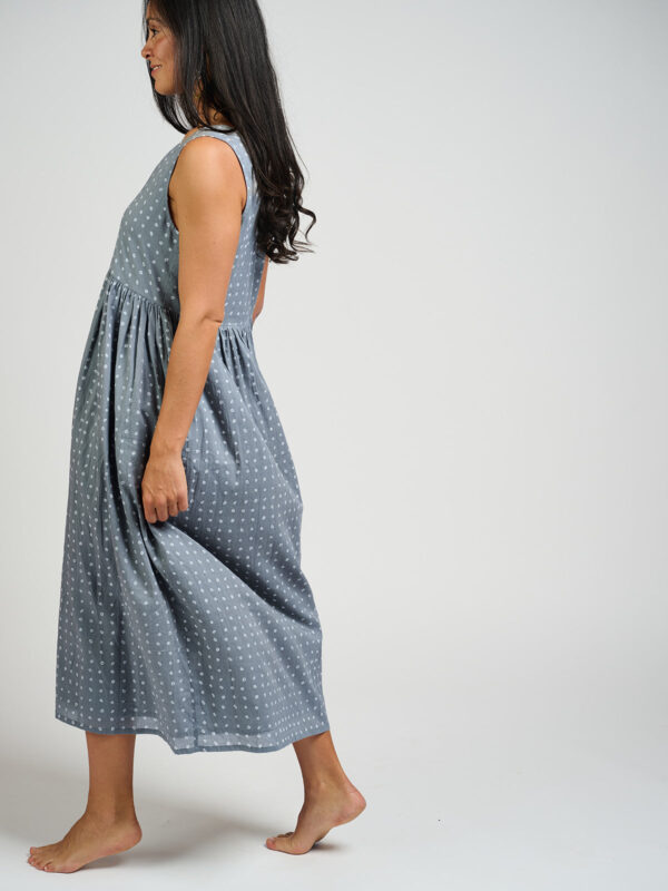 Olivia Dress - Slate Blue Dots - Image 4