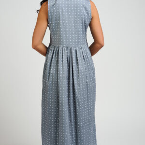 Olivia Dress - Slate Blue Dots - Image 5