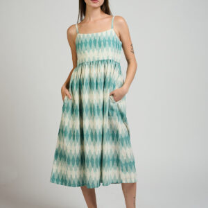 Sofia Midi Dress - Teal Ikat - Image 6