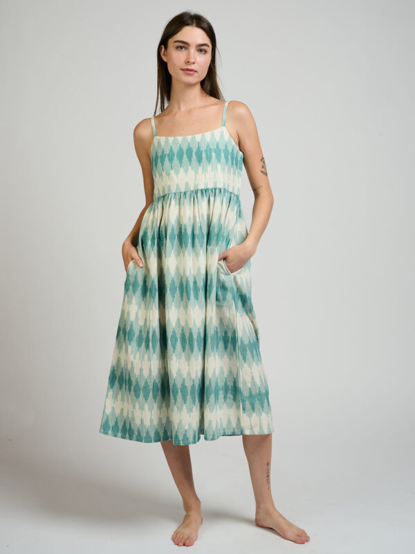 Sofia Midi Dress - Teal Ikat - Image 6