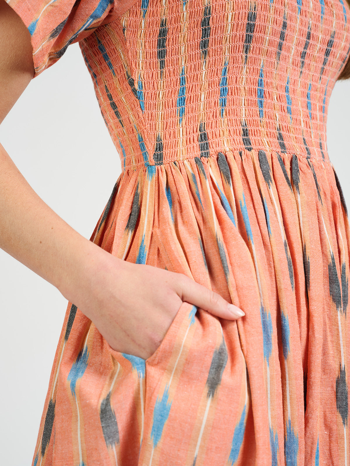 Teddy Dress - Peach Ikat - Image 7