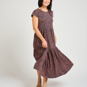 Tiered Jersey Dress - Tree Rings Blue - Image 1