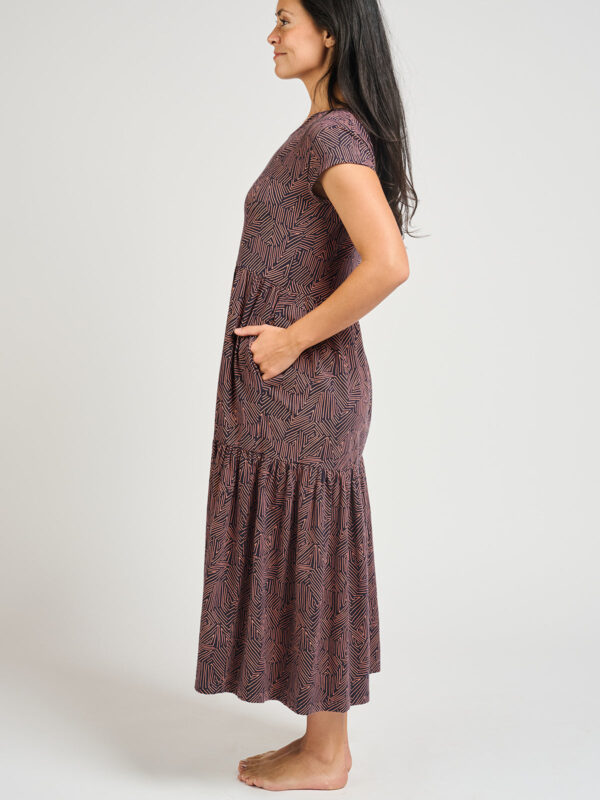 Tiered Jersey Dress - Tree Rings Blue - Image 5