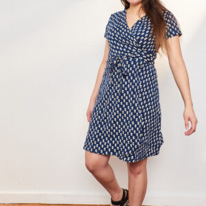 Katie Wrap Dress - Micro Floral Navy - Image 3