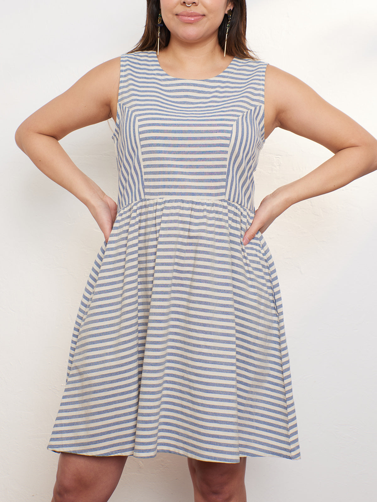 Nadiya Dress - Pinstripe Blue - Image 2