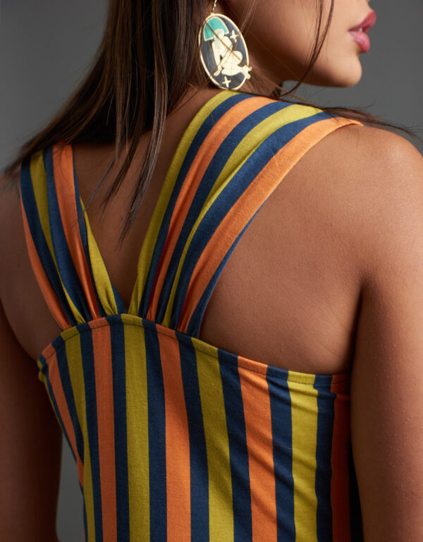 Opal Dress - Navy Chartreuse Stripe - Image 3