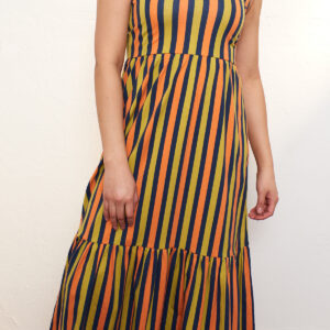 Opal Dress - Navy Chartreuse Stripe - Image 5