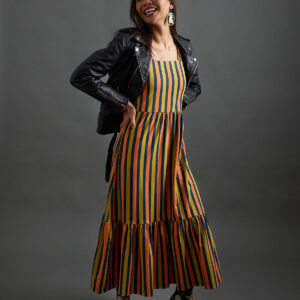 Opal Dress - Navy Chartreuse Stripe - Image 2