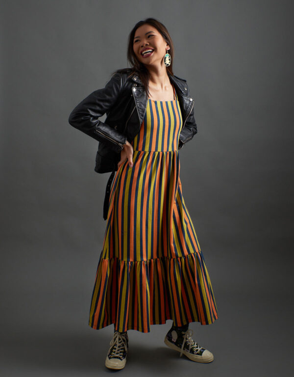 Opal Dress - Navy Chartreuse Stripe - Image 2