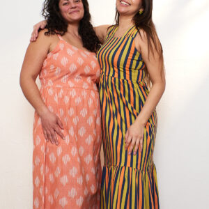 Provence Midi Dress - Peach Ikat - Image 11