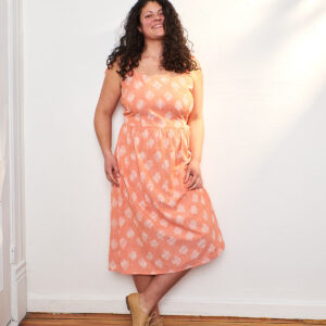 Provence Midi Dress - Peach Ikat - Image 5
