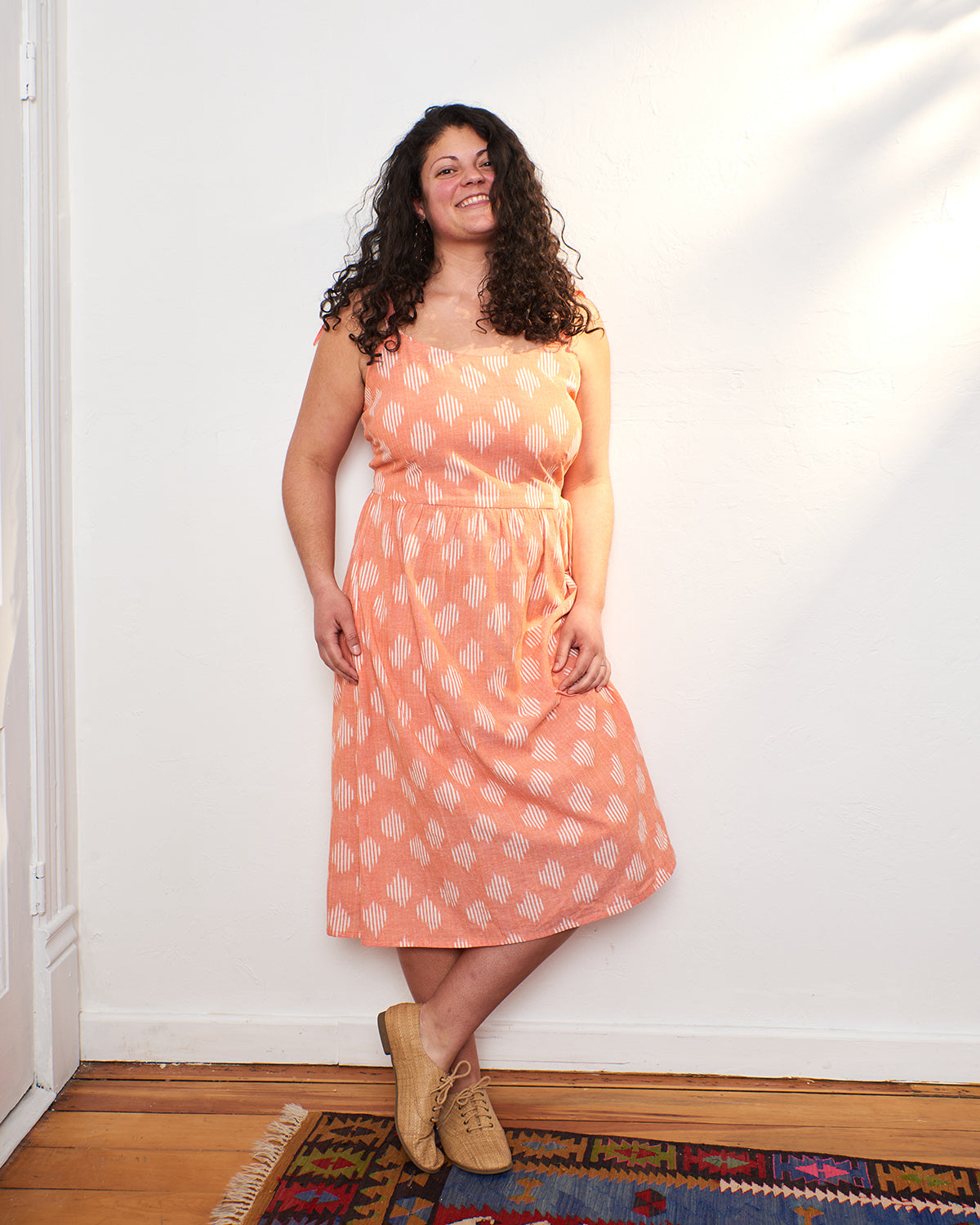 Provence Midi Dress - Peach Ikat - Image 5