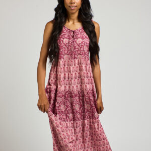 Thais Tiered Sleeveless Dress - Magenta Vine Floral - Image 6