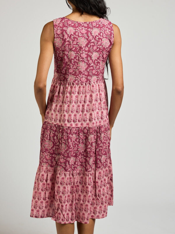 Thais Tiered Sleeveless Dress - Magenta Vine Floral - Image 9