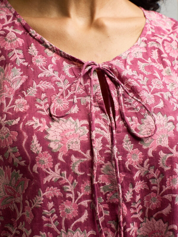 Thais Tiered Sleeveless Dress - Magenta Vine Floral - Image 13